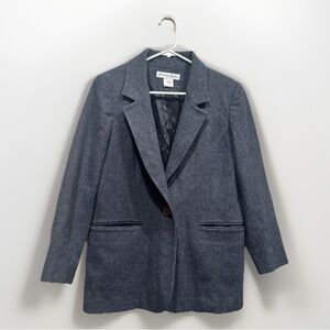 Kristen Blake Women’s 8P Coat Gray Mid Length 100% Merino Wool Jacket Blazer